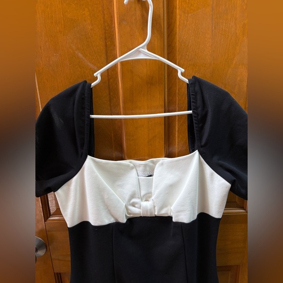 NWT Anthropologie Maeve Bow-Front Shift Mini Dress Size Large Black & White - Picture 9 of 10